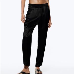 Satin effect ZARA slit pull on pants
